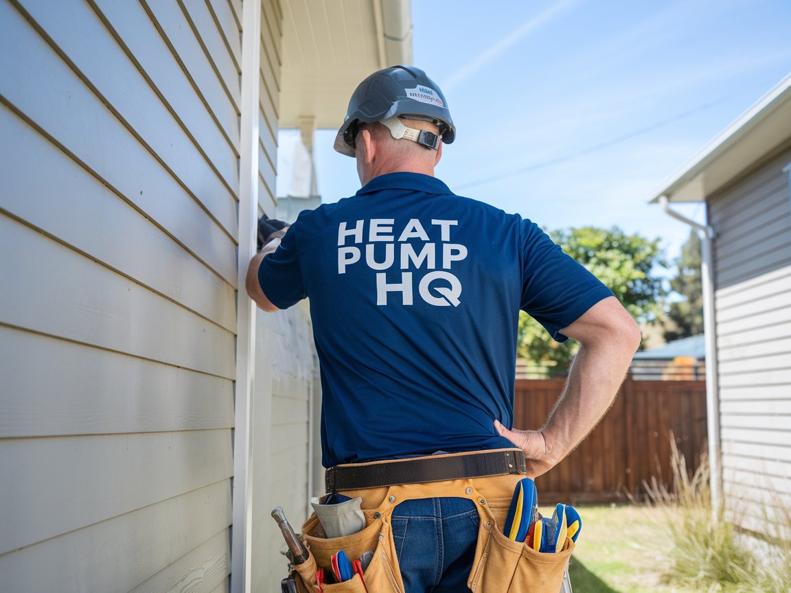 Heap Pump HQ tradesman at the side of a house in Riccarton Christchurch