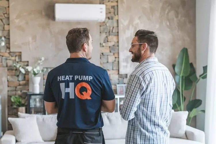 Heat Pump HQ rep talking to the home owner in Christchurch