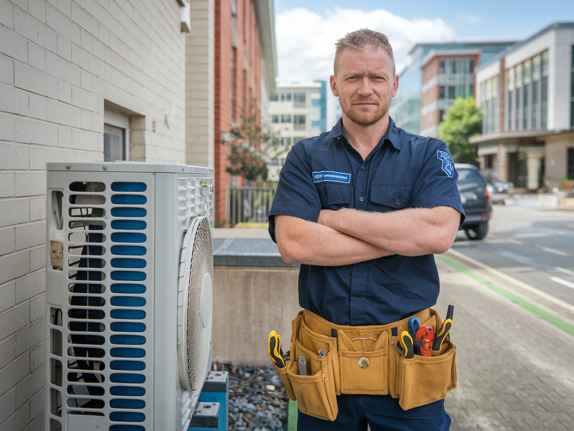 Heat Pump HQ tradesman on an emergency heat pump call out in Christchurch