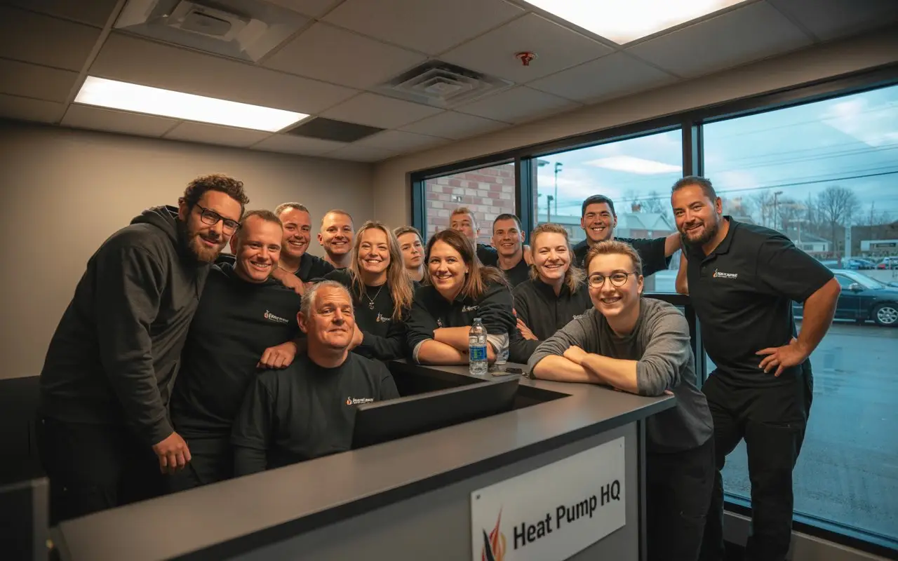 Team in the office at Heat Pump HQ
